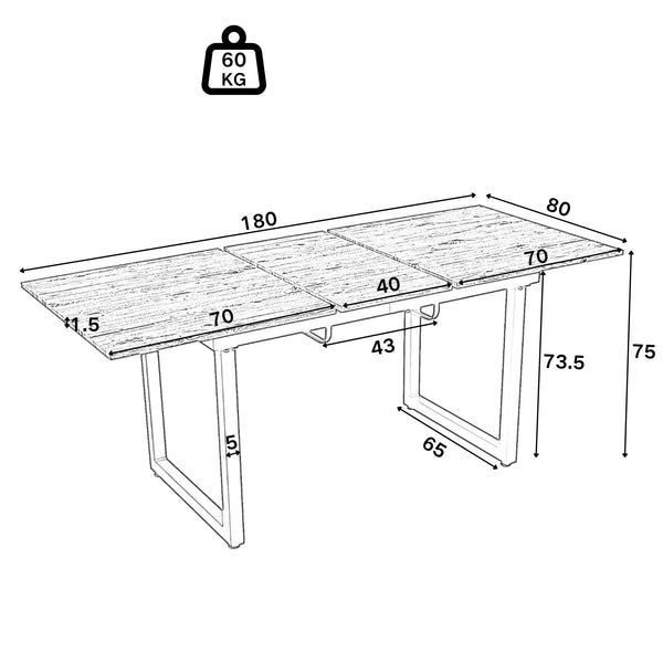 Table à manger extensible industrielle