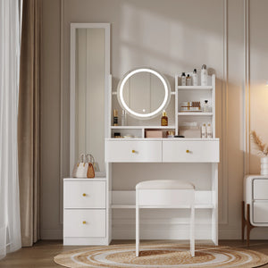 Coiffeuse 4-en-1 LED avec miroirs