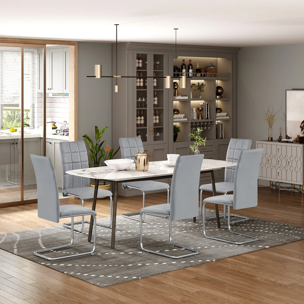 Chaises cantilever velours gris