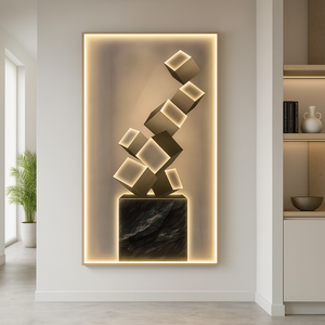 Tableau mural LED cubes flottants