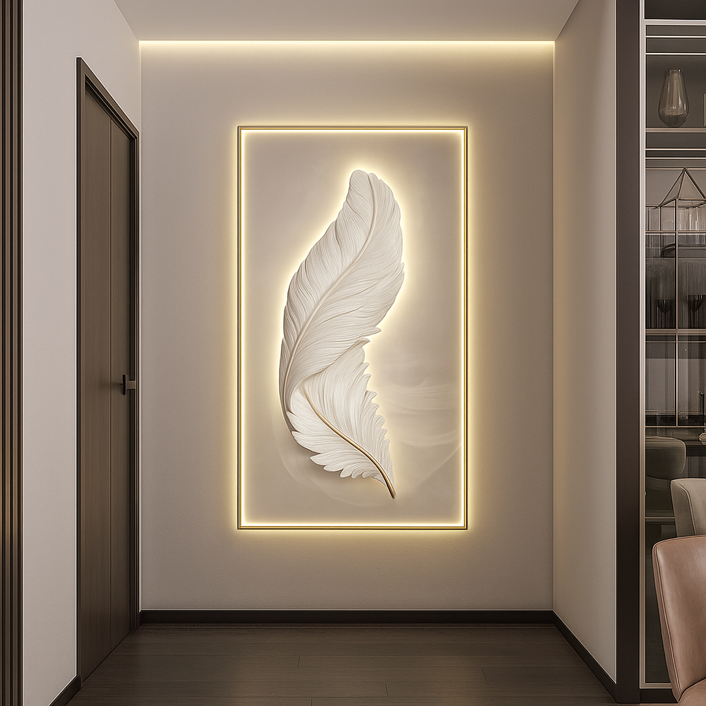 Tableau mural LED plume design
