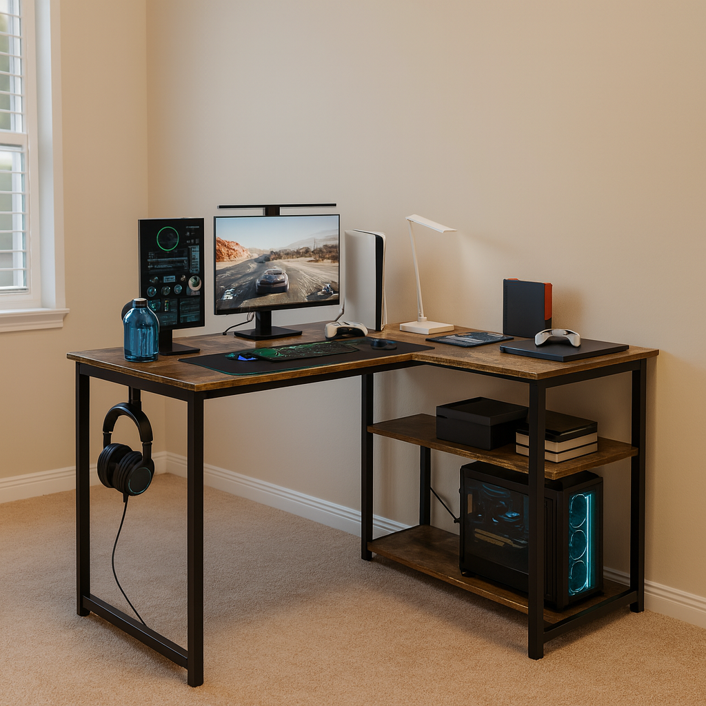 Bureau gaming d’angle avec USB