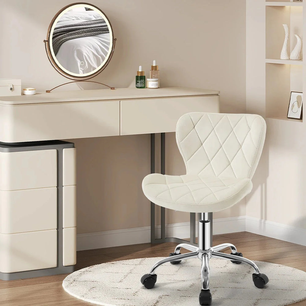 Chaise de bureau velours blanc réglable