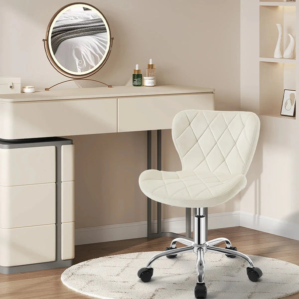 Chaise de bureau velours blanc réglable
