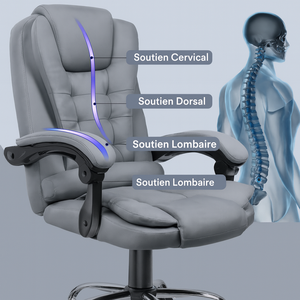 Chaise de bureau ergonomique grise