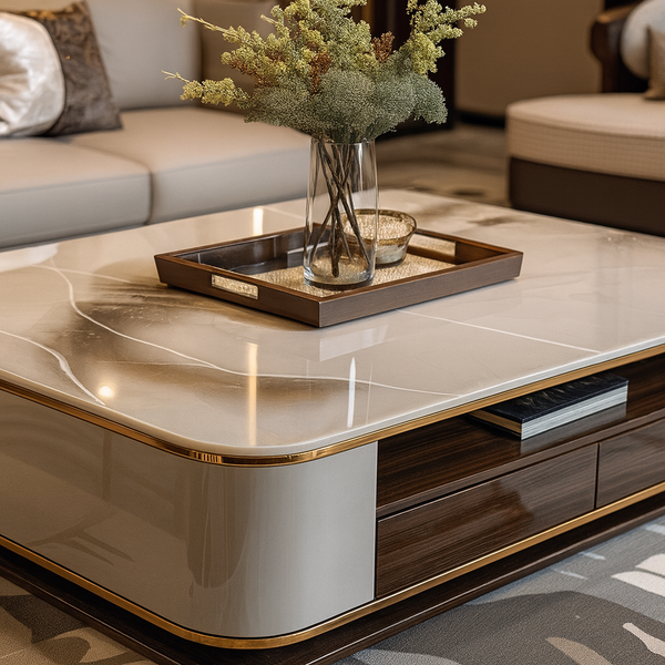 Table basse rectangulaire marbre luxe