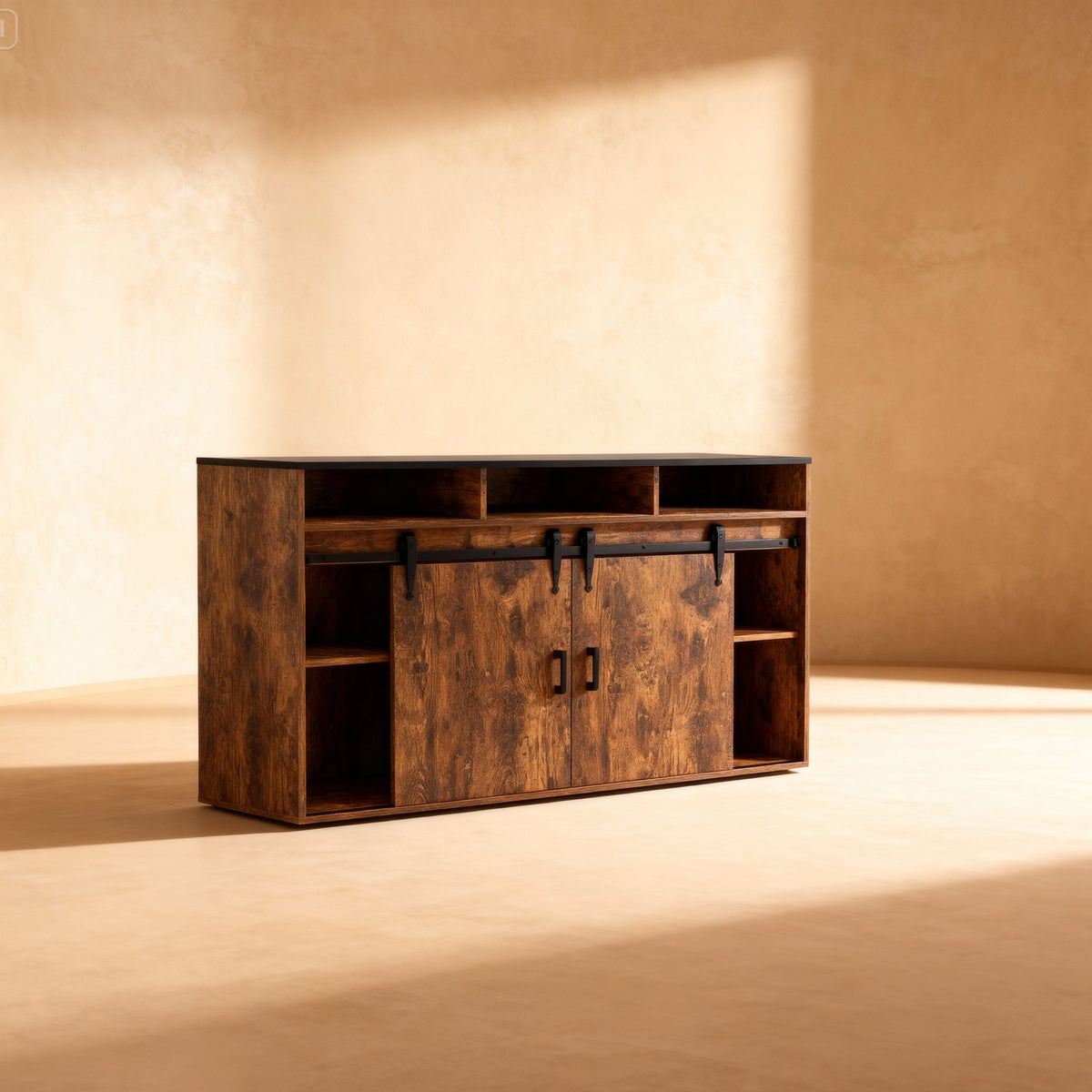 Buffet moderne 140 cm HOMAVO avec portes coulissantes et tiroirs