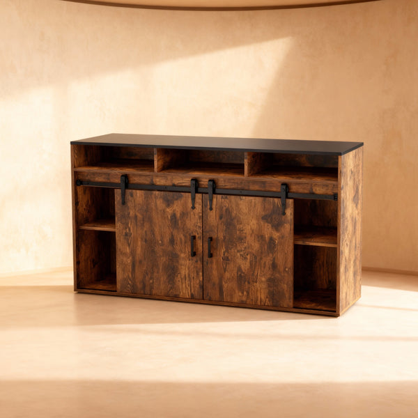 Buffet moderne 140 cm HOMAVO avec portes coulissantes et tiroirs