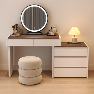 Coiffeuse moderne blanche miroir LED