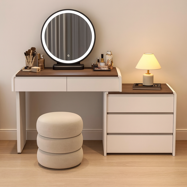 Coiffeuse moderne blanche miroir LED