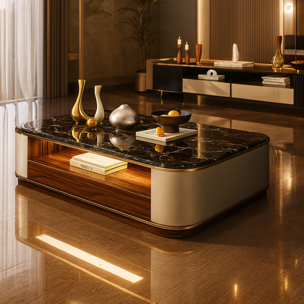 Table basse rectangulaire marbre luxe